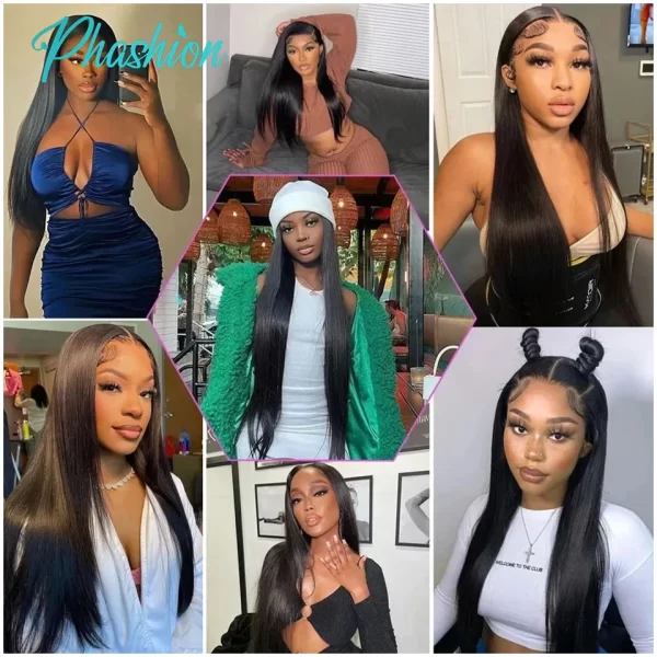 Phashion  HD 13x6 13x4 Lace Frontal Straight Pre Plucked 4X4 5x5 6x6 Swiss Full Closure Only Natural Black 100% Remy Human Hair - Image 6