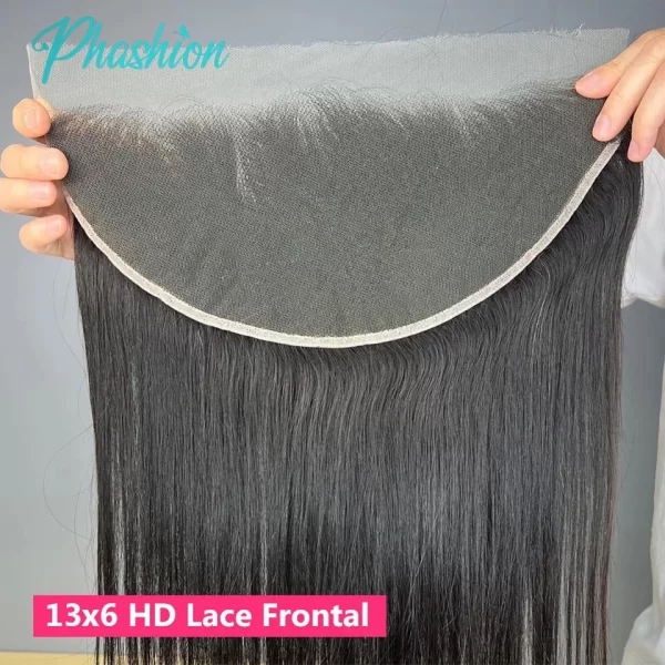 Phashion  HD 13x6 13x4 Lace Frontal Straight Pre Plucked 4X4 5x5 6x6 Swiss Full Closure Only Natural Black 100% Remy Human Hair - Image 2