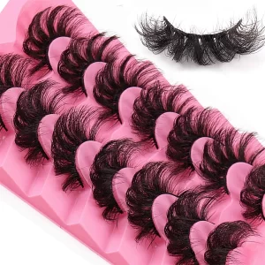 7 Pairs 3D Mink Lashes Bulk Russian Volume Fluffy Natural False Eyelashes Thick Dramatic Mink Eyelashes